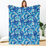 Blue Digital Camo Pattern Print Blanket
