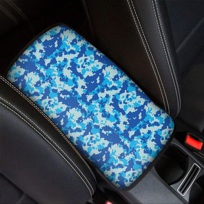 Blue Digital Camo Pattern Print Car Center Console Cover