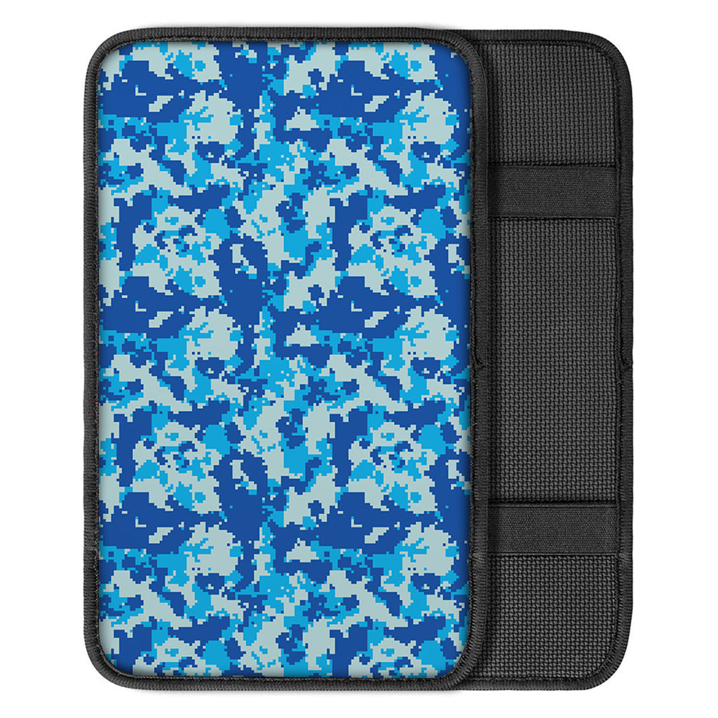 Blue Digital Camo Pattern Print Car Center Console Cover