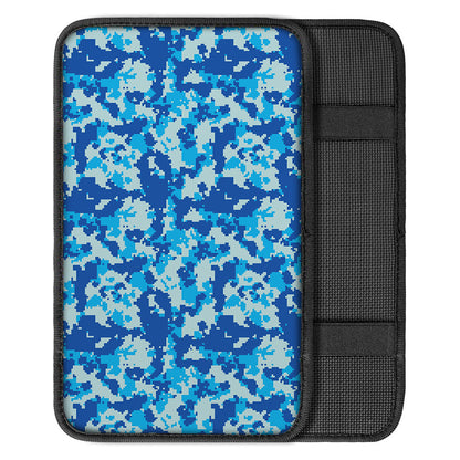 Blue Digital Camo Pattern Print Car Center Console Cover