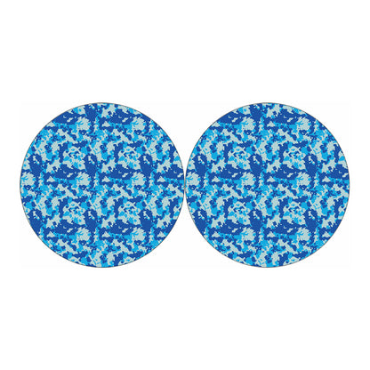 Blue Digital Camo Pattern Print Car Coasters