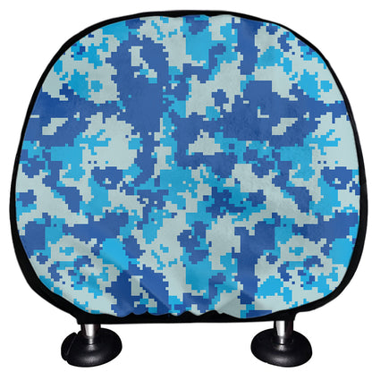 Blue Digital Camo Pattern Print Car Headrest Covers