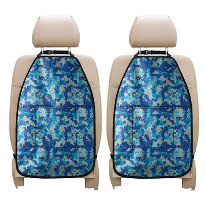 Blue Digital Camo Pattern Print Car Seat Organizers