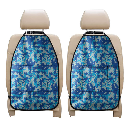 Blue Digital Camo Pattern Print Car Seat Organizers