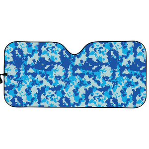 Blue Digital Camo Pattern Print Car Sun Shade