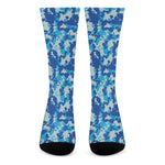 Blue Digital Camo Pattern Print Crew Socks