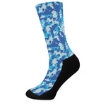 Blue Digital Camo Pattern Print Crew Socks