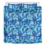 Blue Digital Camo Pattern Print Duvet Cover Bedding Set
