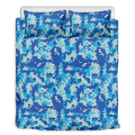Blue Digital Camo Pattern Print Duvet Cover Bedding Set