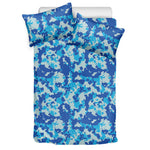 Blue Digital Camo Pattern Print Duvet Cover Bedding Set
