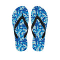 Blue Digital Camo Pattern Print Flip Flops
