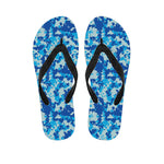 Blue Digital Camo Pattern Print Flip Flops