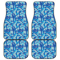 Blue Digital Camo Pattern Print Front and Back Car Floor Mats