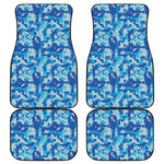 Blue Digital Camo Pattern Print Front and Back Car Floor Mats