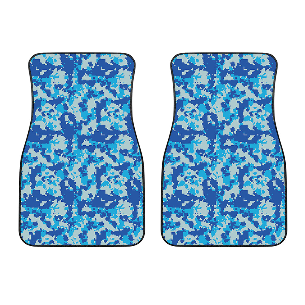 Blue Digital Camo Pattern Print Front Car Floor Mats