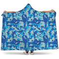 Blue Digital Camo Pattern Print Hooded Blanket