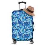 Blue Digital Camo Pattern Print Luggage Cover