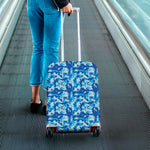 Blue Digital Camo Pattern Print Luggage Cover
