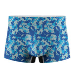 Blue Digital Camo Pattern Print Men's Boxer Briefs