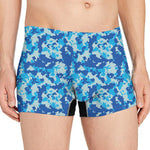 Blue Digital Camo Pattern Print Men's Boxer Briefs