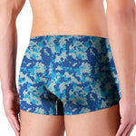 Blue Digital Camo Pattern Print Men's Boxer Briefs