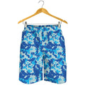 Blue Digital Camo Pattern Print Men's Shorts