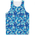 Blue Digital Camo Pattern Print Men's Tank Top