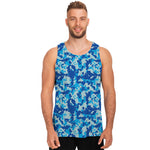 Blue Digital Camo Pattern Print Men's Tank Top
