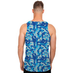 Blue Digital Camo Pattern Print Men's Tank Top