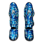 Blue Digital Camo Pattern Print Muay Thai Shin Guard