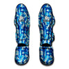 Blue Digital Camo Pattern Print Muay Thai Shin Guard