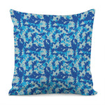 Blue Digital Camo Pattern Print Pillow Cover