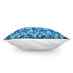 Blue Digital Camo Pattern Print Pillow Cover