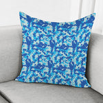 Blue Digital Camo Pattern Print Pillow Cover