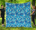 Blue Digital Camo Pattern Print Quilt