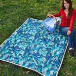 Blue Digital Camo Pattern Print Quilt