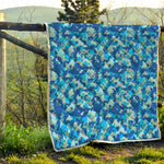 Blue Digital Camo Pattern Print Quilt