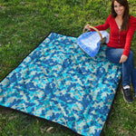 Blue Digital Camo Pattern Print Quilt