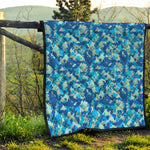 Blue Digital Camo Pattern Print Quilt