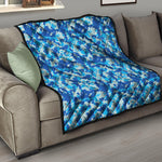 Blue Digital Camo Pattern Print Quilt