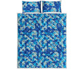 Blue Digital Camo Pattern Print Quilt Bed Set