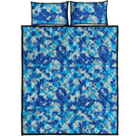 Blue Digital Camo Pattern Print Quilt Bed Set
