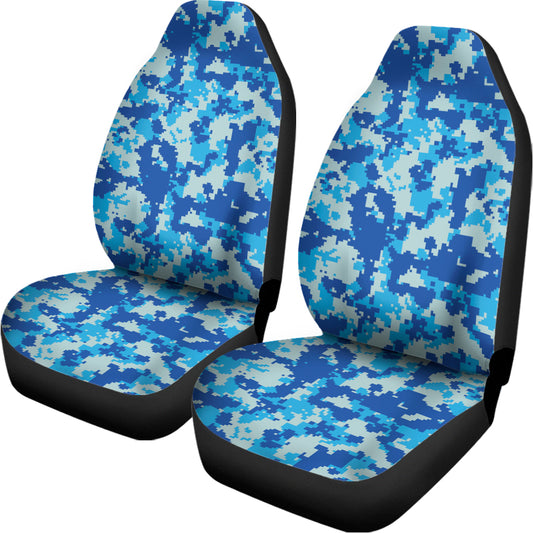 Blue Digital Camo Pattern Print Universal Fit Car Seat Covers