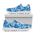Blue Digital Camo Pattern Print White Running Shoes