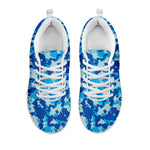 Blue Digital Camo Pattern Print White Sneakers