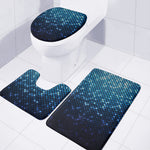 Blue Disco Lights Pattern Print 3 Piece Bath Mat Set