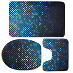 Blue Disco Lights Pattern Print 3 Piece Bath Mat Set