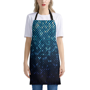 Blue Disco Lights Pattern Print Apron