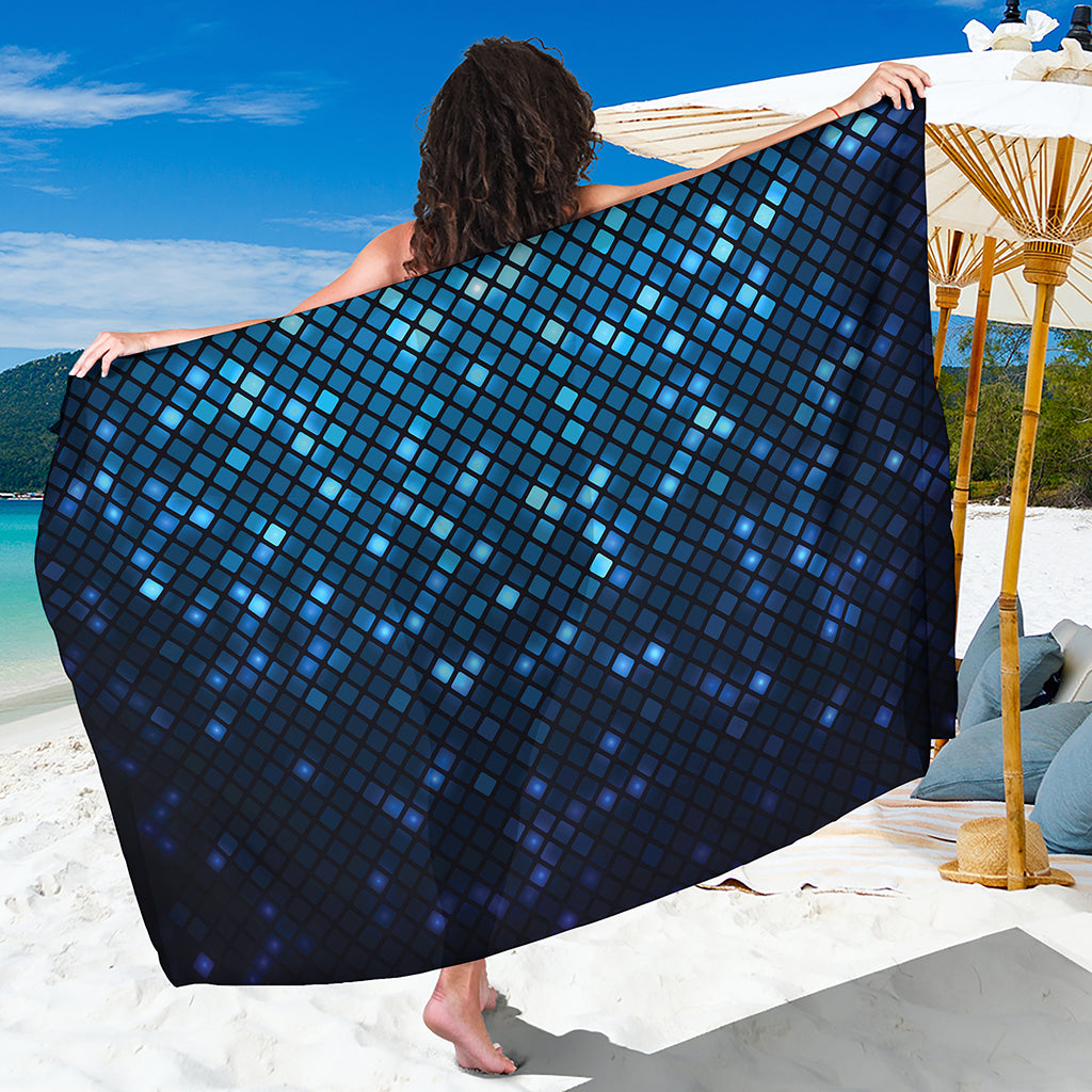 Blue Disco Lights Pattern Print Beach Sarong Wrap