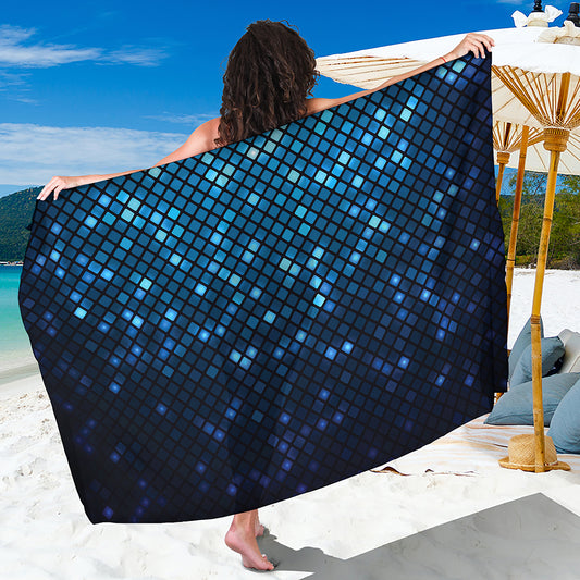 Blue Disco Lights Pattern Print Beach Sarong Wrap